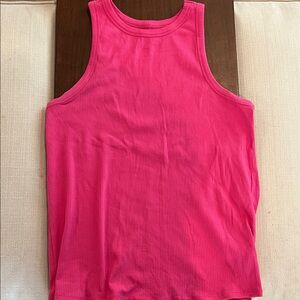 Pink Sleeveless Ribbed Tank Top